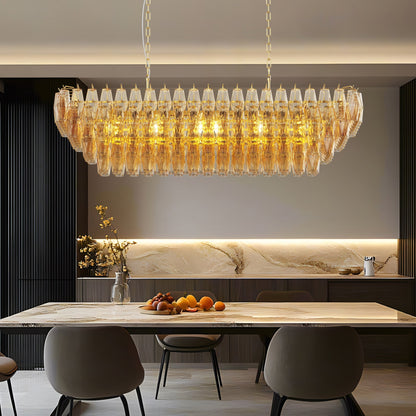 Chandelier gold rectangular crystal fixture, 54 in over dining table by HouseOfZazla on Tampa Home & Garden Store
