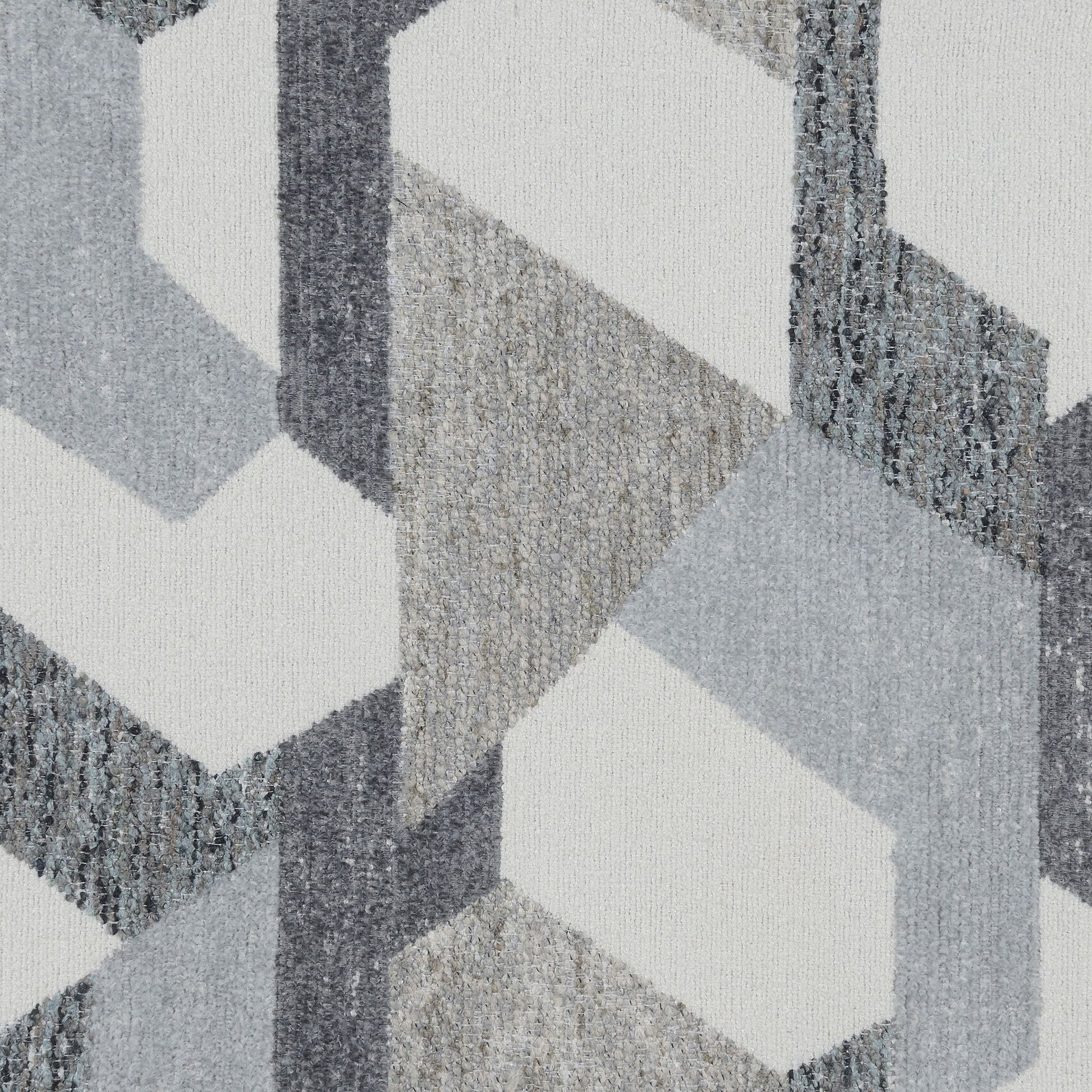 Geometric gray-toned area rug close-up from HouseOfZazla on Tampa Home & Garden Store