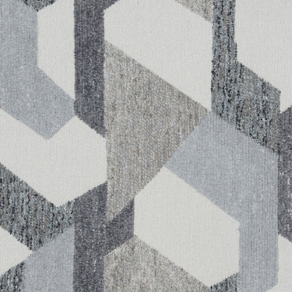 Geometric gray-toned area rug close-up from HouseOfZazla on Tampa Home & Garden Store