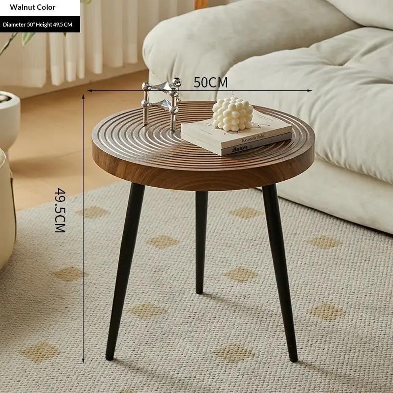 Japanese-style solid wood growth-ring coffee table walnut color round 50cm diameter on Tampa Home & Garden Store