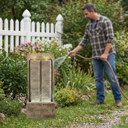 39 Inch Outdoor Resin Water Fountain and Pump