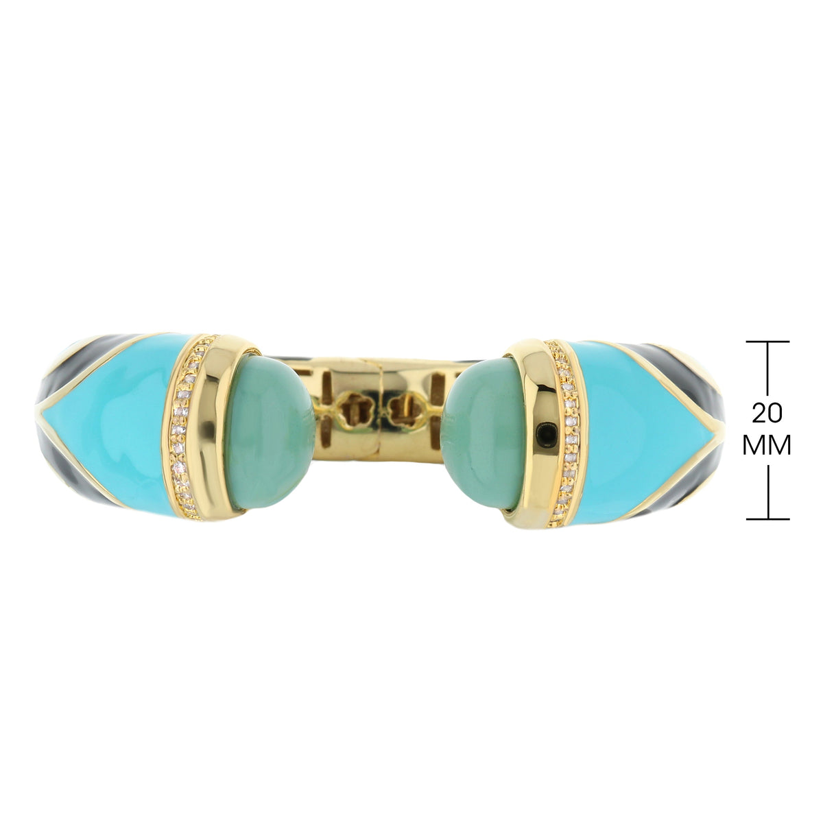 Chunky Town Bangle Wave Cuff turquoise enamel with gold-tone bands and crystals by Lauren G Adams on Tampa Home & Garden Store