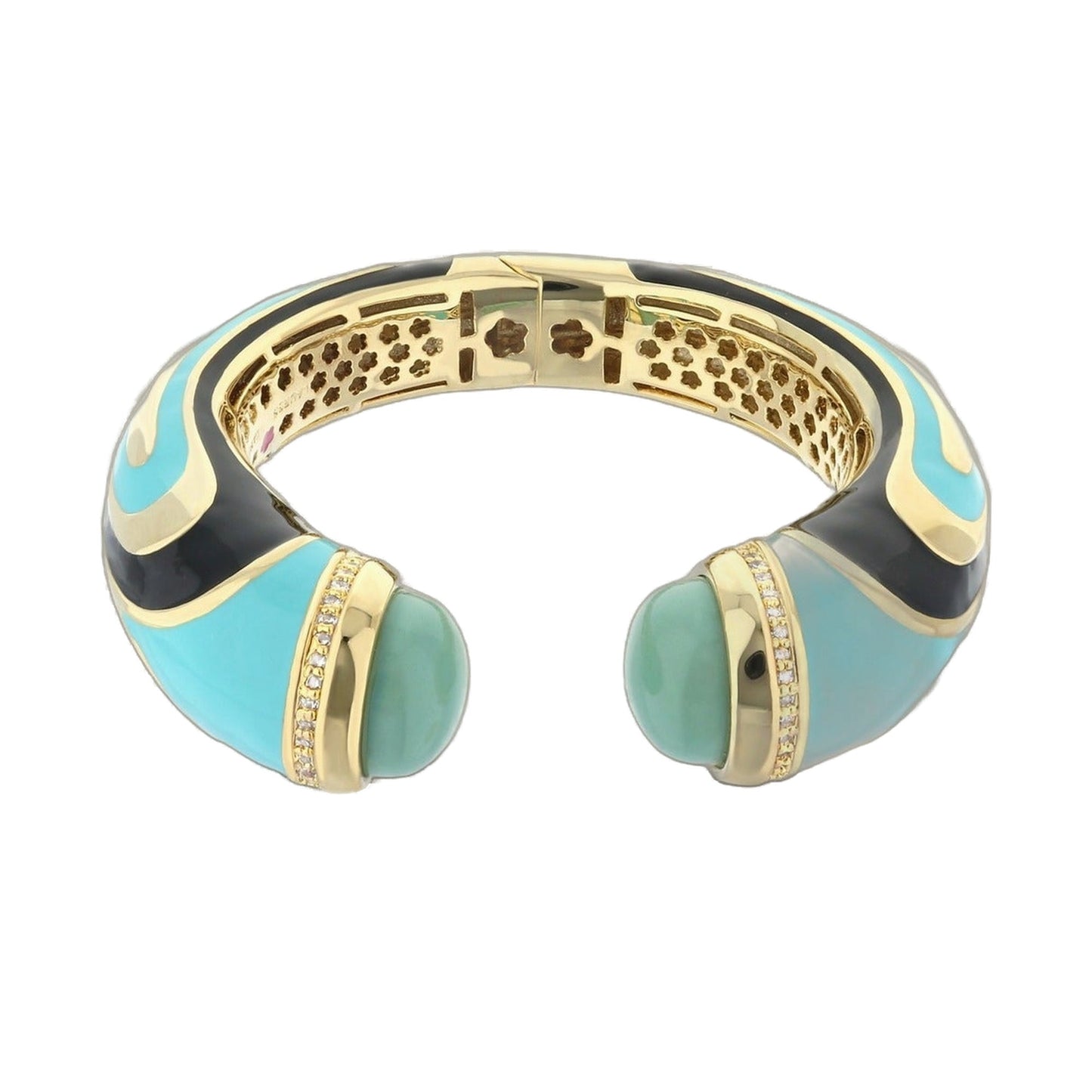 Chunky Town Bangle — Wave Cuff pair by Lauren G Adams; gold-tone interior with turquoise and cream enamel accents on Tampa Home & Garden Store