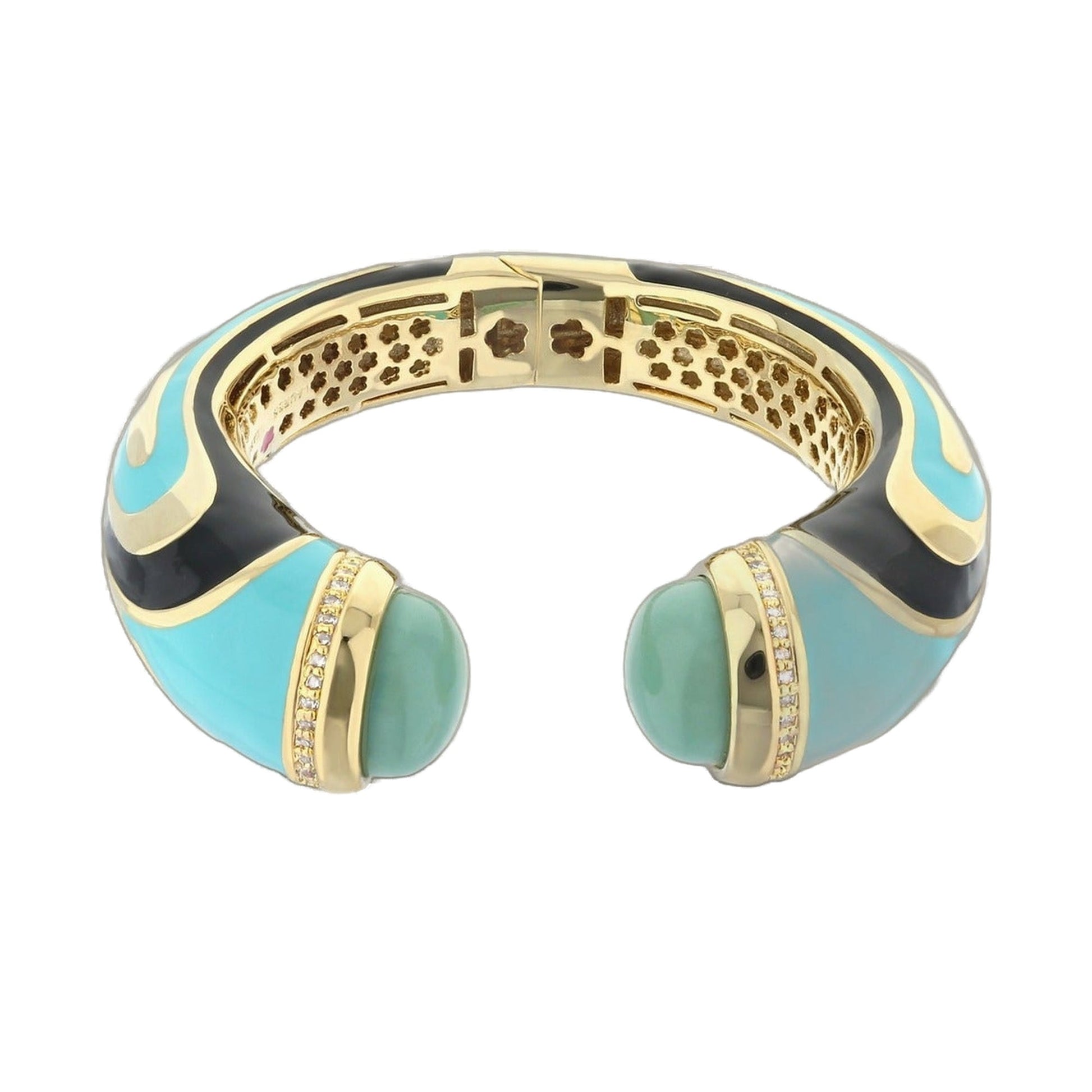 Chunky Town Bangle — Wave Cuff pair by Lauren G Adams; gold-tone interior with turquoise and cream enamel accents on Tampa Home & Garden Store