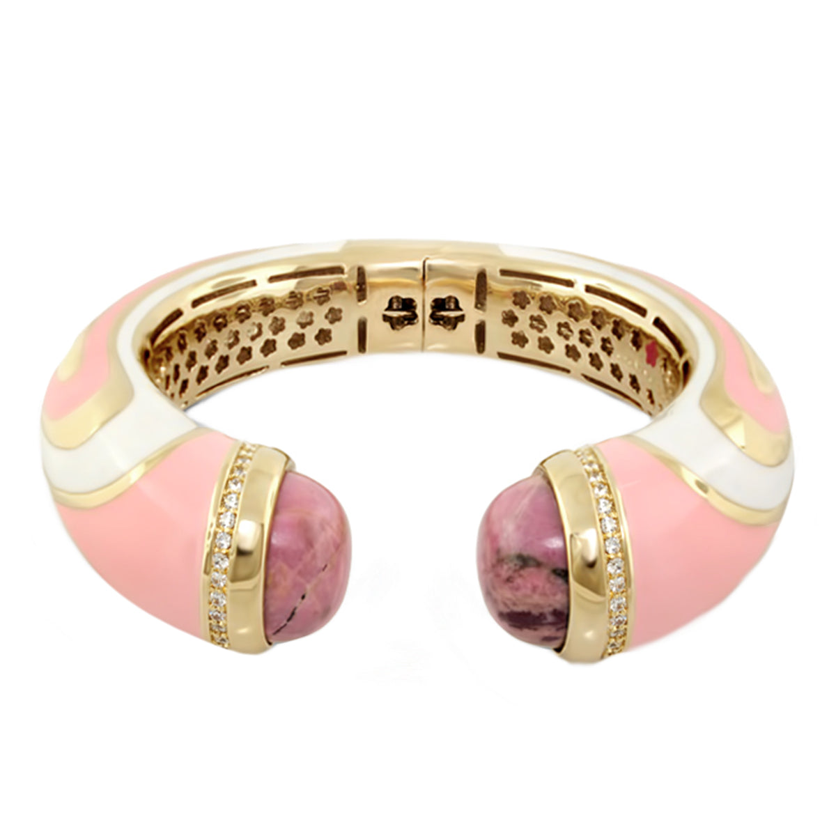 Chunky Town Bangle Cuff pink enamel with gold-tone ends and diamond accents Lauren G Adams on Tampa Home & Garden Store
