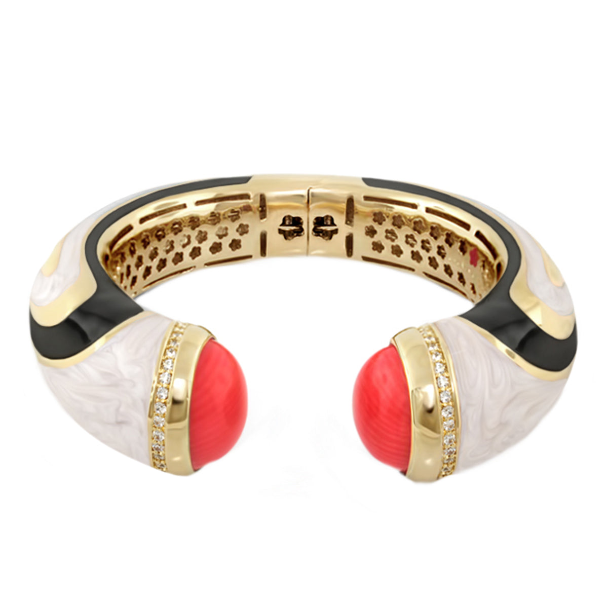 Chunky Town Bangle Wave Cuff gold-tone with red cabochons and crystals Lauren G Adams on Tampa Home & Garden Store