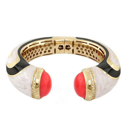 Chunky Town Bangle Wave Cuff gold-tone with red cabochons and crystals Lauren G Adams on Tampa Home & Garden Store