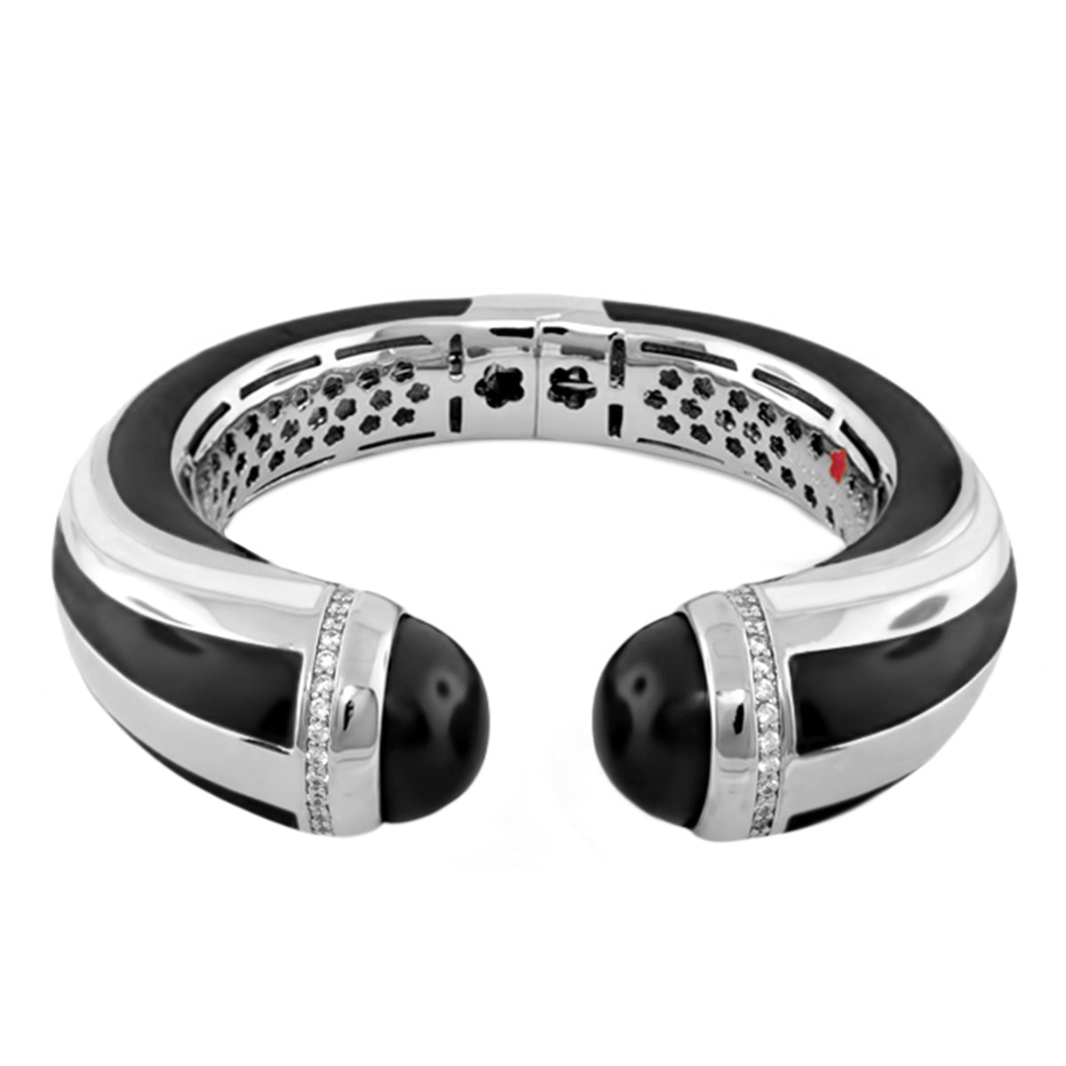 Chunky Town Bangle Striped Cuff, silver-tone with black enamel and crystals by Lauren G Adams on Tampa Home & Garden Store