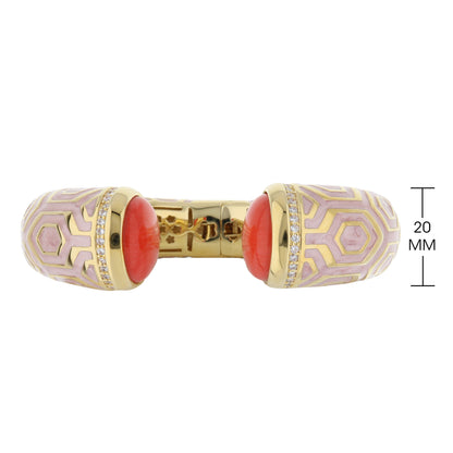 Chunky Town Bangle Honeycomb Cuff bracelet by Lauren G Adams; pink enamel, gold accents on Tampa Home & Garden Store