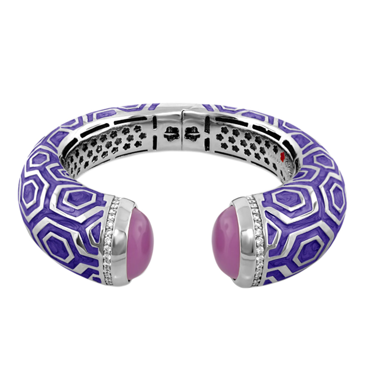Chunky Town Bangle in purple with cabochon ends and crystal trim by Lauren G Adams on Tampa Home & Garden Store
