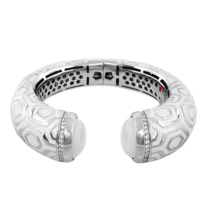 Chunky Town Bangle Honeycomb Cuff silver bracelet with crystal-embellished ends on Tampa Home & Garden Store
