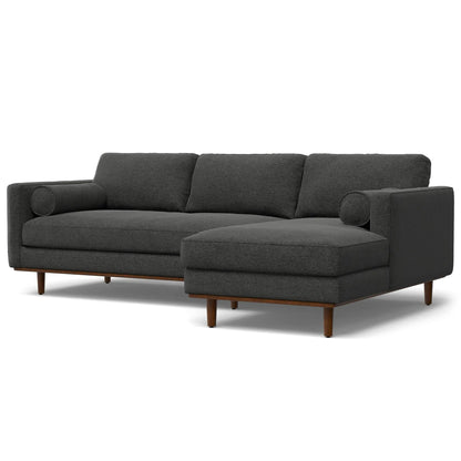 Morrison upholstered sectional sofa by Unique Piece Furniture in dark gray fabric with wood legs on Tampa Home & Garden Store