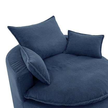 Swivel Barrel Chair with Cushion and Pillows in blue corduroy fabric HouseOfZazla on Tampa Home & Garden Store