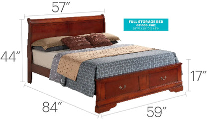 Upholstered Sleigh Bed with Dovetail Drawers