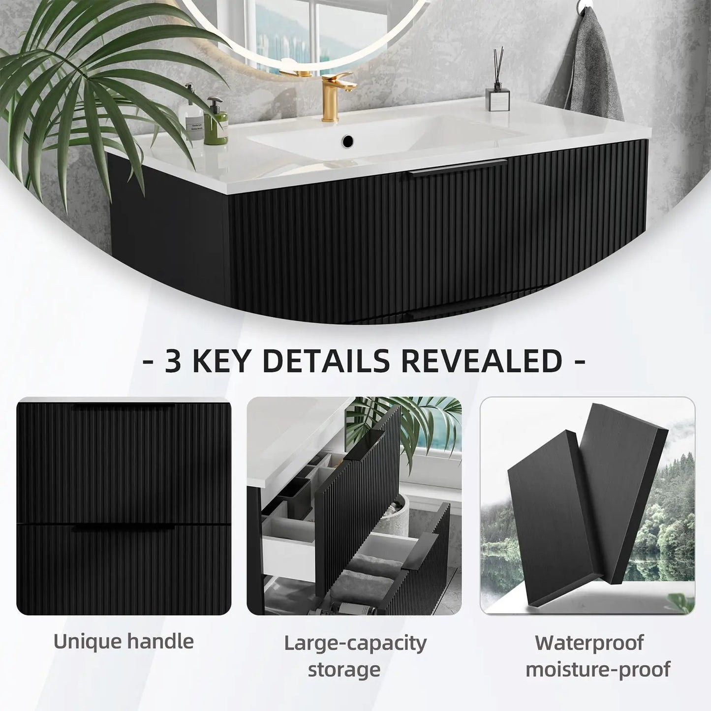 Floating Wall Mounted Vanity Sink and Drawers