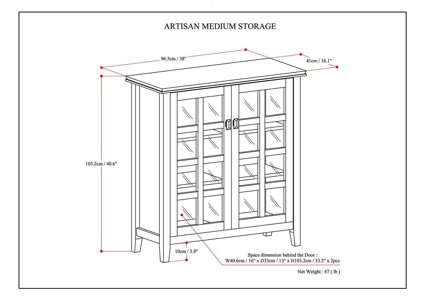 Artisan Handcrafted Storage Cabinet by HouseOfZazla, glass-door accent cabinet with two doors on Tampa Home & Garden Store