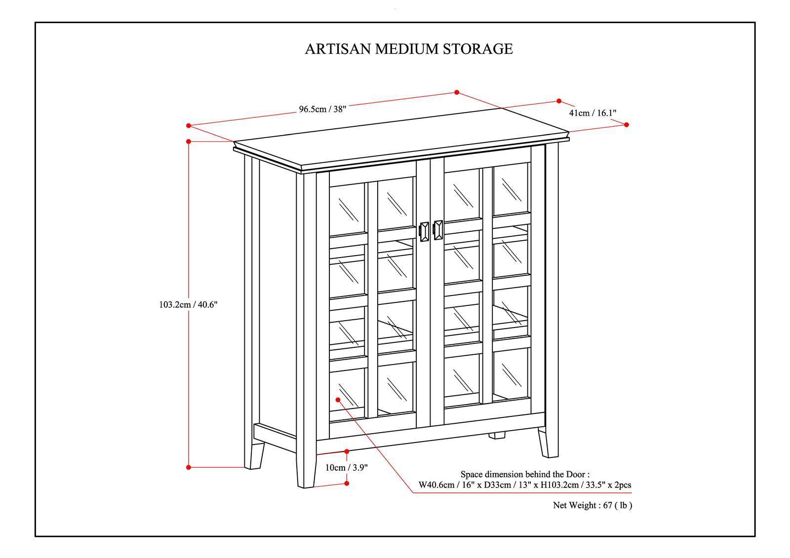 Artisan Handcrafted Storage Cabinet by HouseOfZazla, glass-door accent cabinet with two doors on Tampa Home & Garden Store