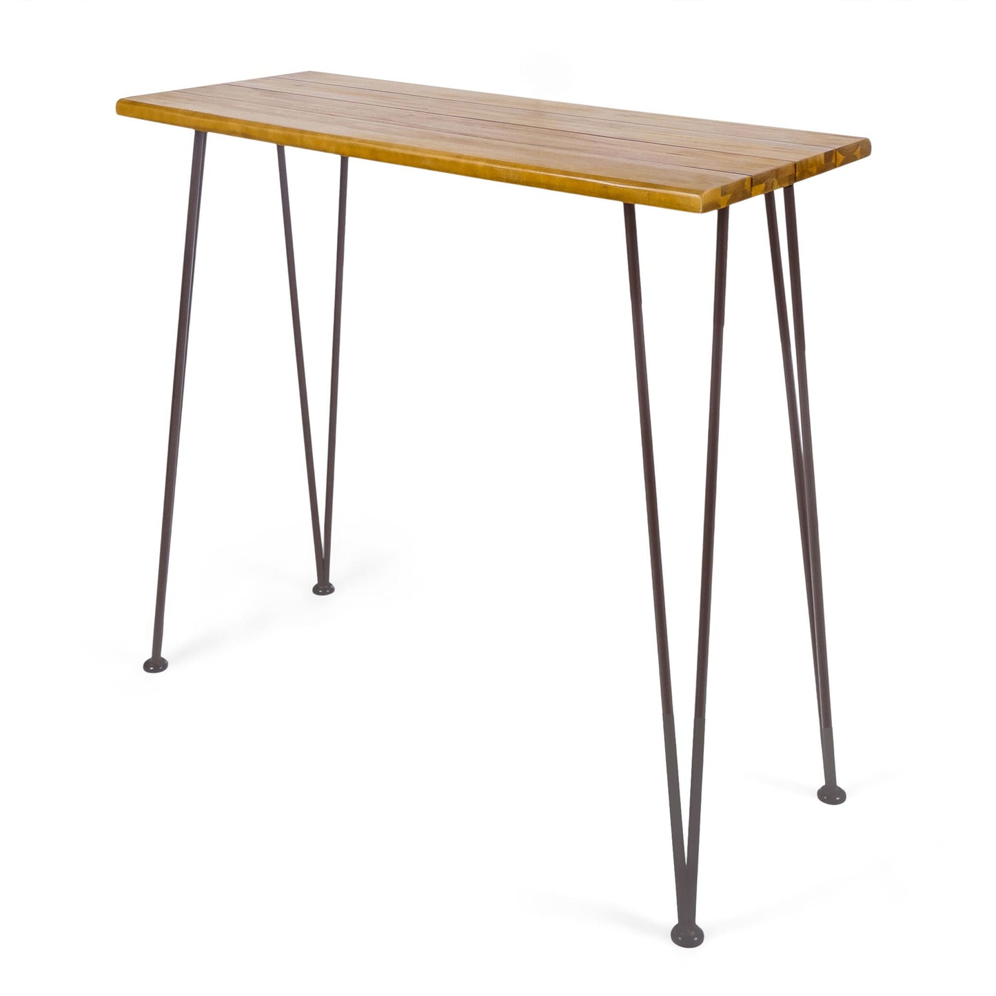 Outdoor Acacia Bar Table and Iron Hairpin Legs