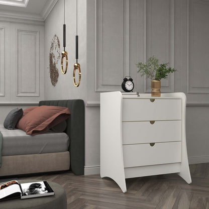 Nightstand with 3 drawers in white finish by HouseOfZazla with quiet glide on Tampa Home & Garden Store
