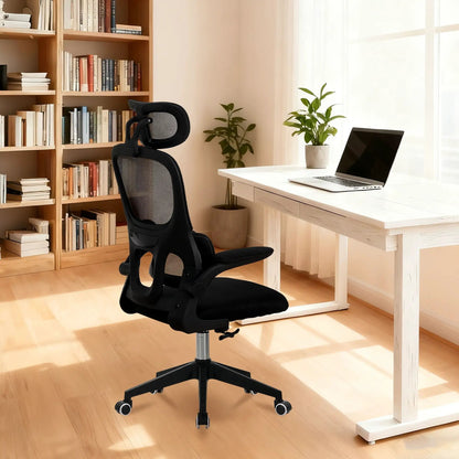 High back ergonomic swivel chair with tilt, 3D headrest, lumbar support - black Unique Piece on Tampa Home & Garden Store