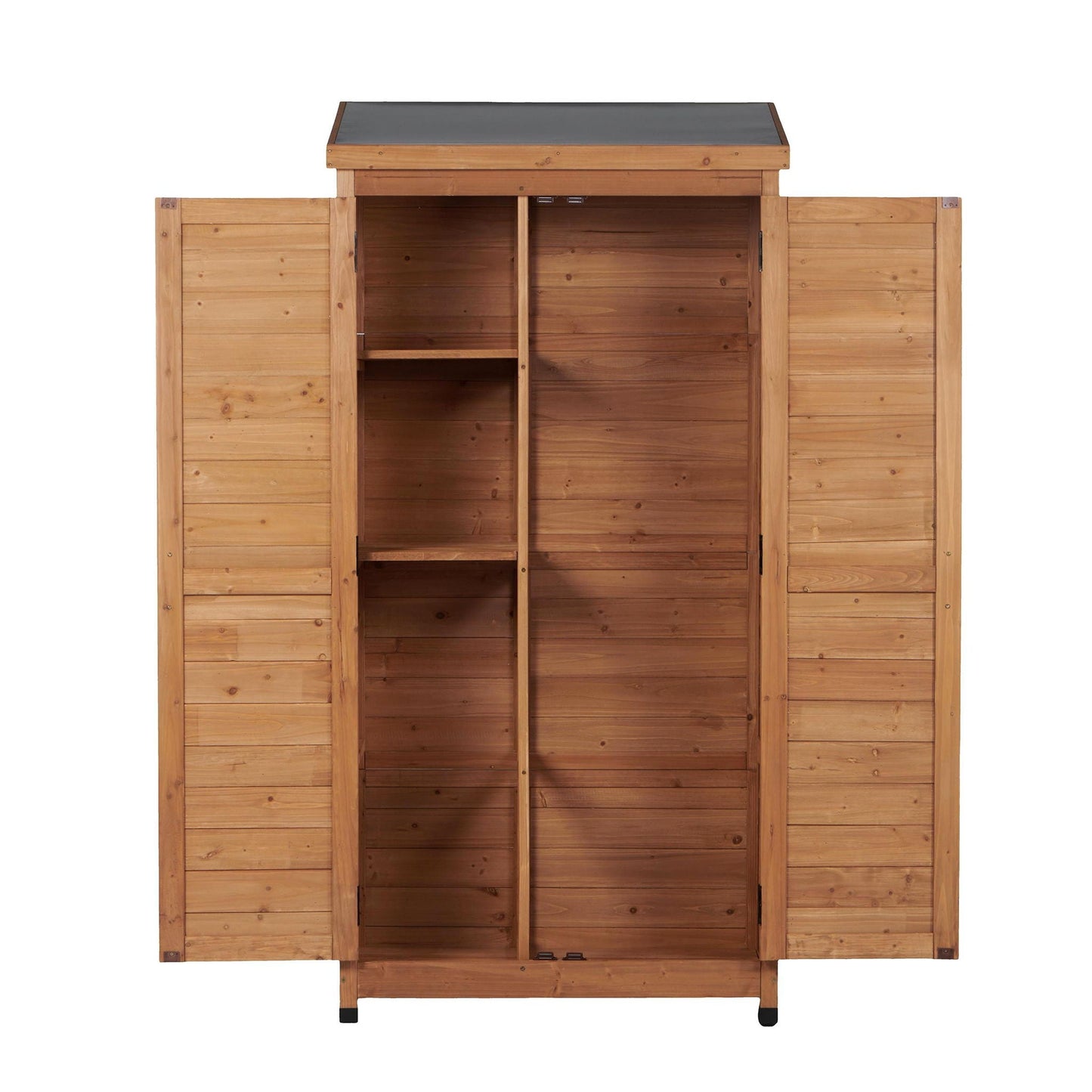 Outdoor Shed With Vertical Tool Cabinet and Shelf