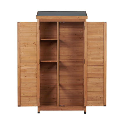 Outdoor Shed With Vertical Tool Cabinet and Shelf