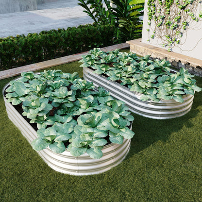 Heavy Duty galvanized raised garden bed kit in circular planters with leafy greens HouseOfZazla on Tampa Home & Garden Store