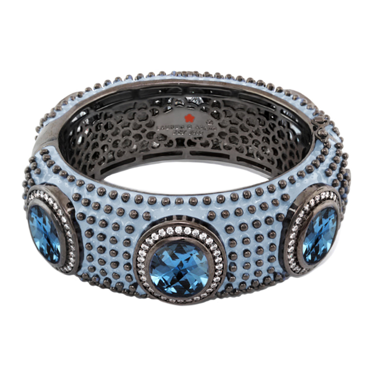 Fresh Fantasy Bangle enamel bracelet with large stones in silver-tone bezels Lauren G Adams on Tampa Home & Garden Store
