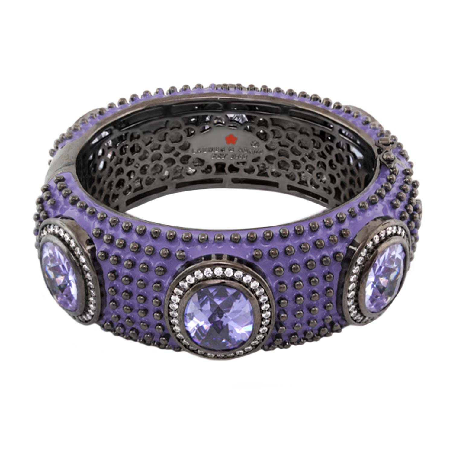 Fresh Fantasy Bangle by Lauren G Adams, purple enamel bracelet with lavender stones on Tampa Home & Garden Store