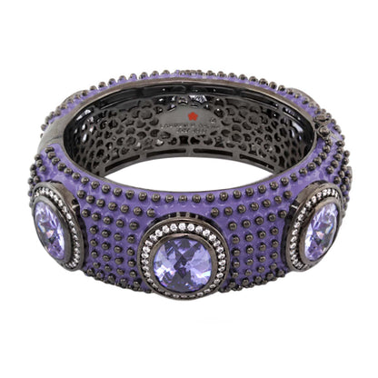 Fresh Fantasy Bangle by Lauren G Adams, purple enamel bracelet with lavender stones on Tampa Home & Garden Store