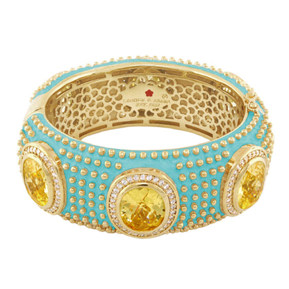 Fresh Fantasy Bangle turquoise with three yellow stones, gold beads by Lauren G Adams on Tampa Home & Garden Store