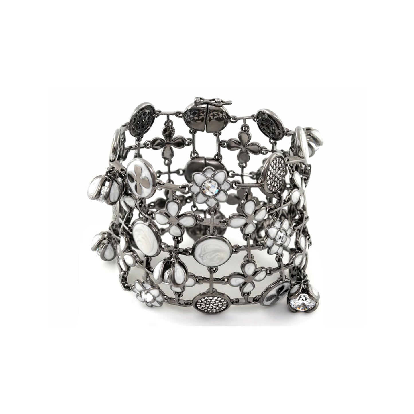Beautiful Blossom Bracelet with silver-tone metal and flower charms, crystal accents on Tampa Home & Garden Store