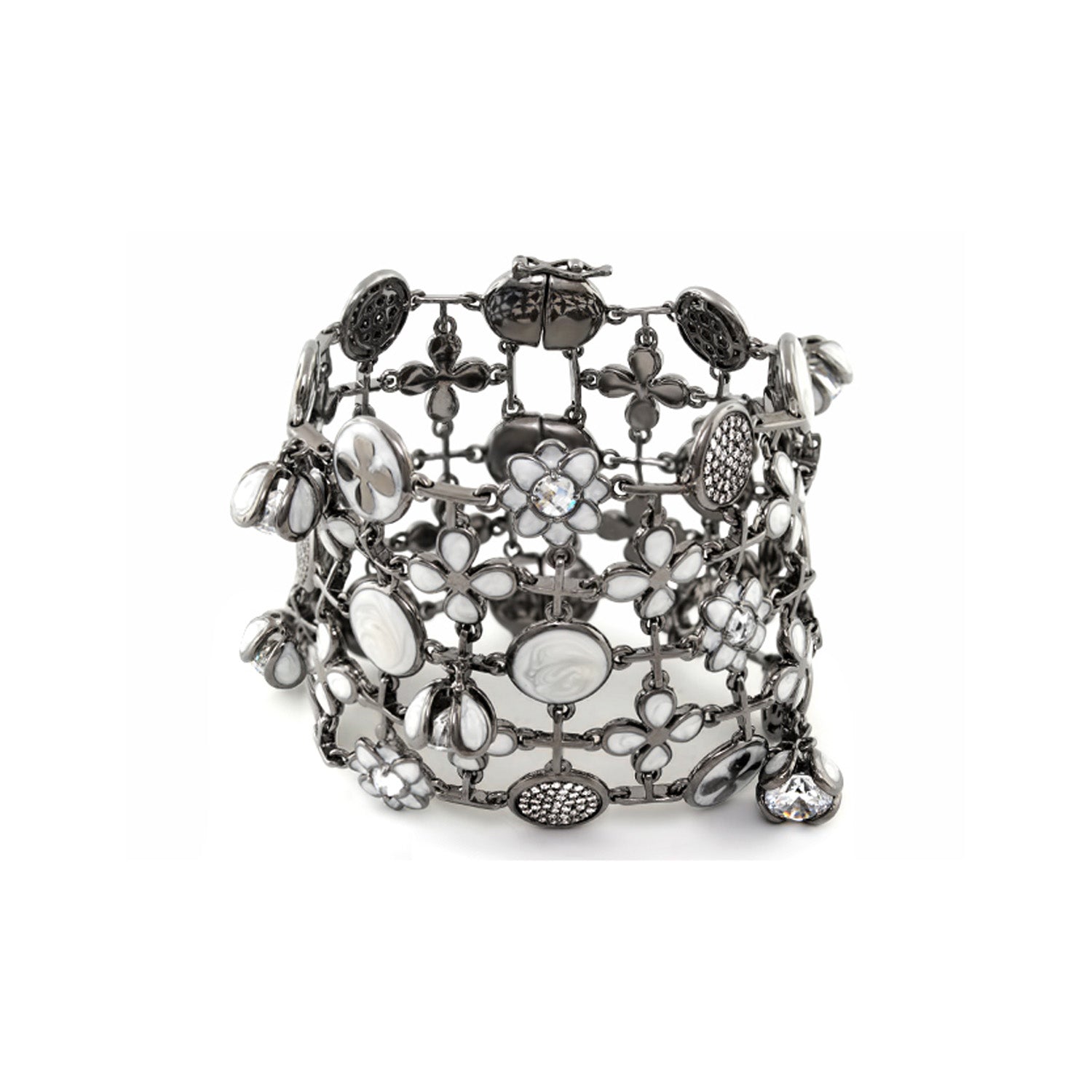 Beautiful Blossom Bracelet with silver-tone metal and flower charms, crystal accents on Tampa Home & Garden Store