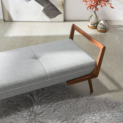 Gray upholstered bench with biscuit tufting, 51.2-in wide, HouseOfZazla on Tampa Home & Garden Store