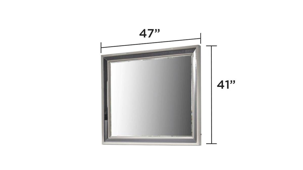 Lavita vanity mirror with modern silver frame, 47 in wide x 41 in high, HouseOfZazla on Tampa Home & Garden Store