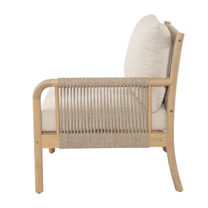 Casper Outdoor 3-Seater Sofa by HouseOfZazla with beige cushions and woven rope on wood frame on Tampa Home & Garden Store