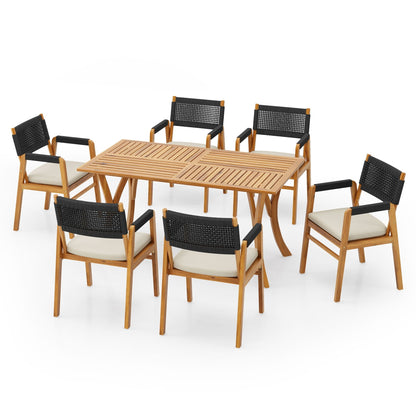 Rustic Patio Acacia Bistro Set with Cushions