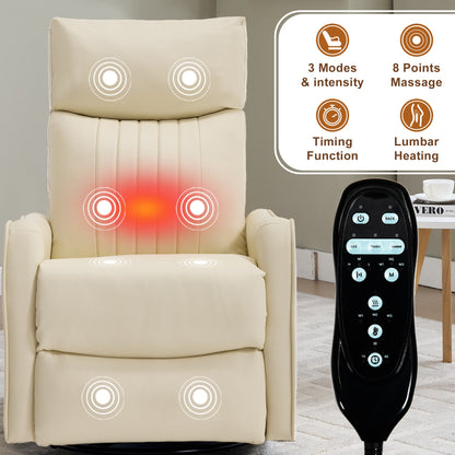 Beige HouseOfZazla manual recliner chair with heat massage and remote control on Tampa Home & Garden Store