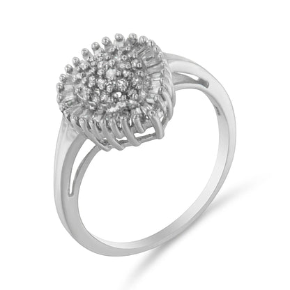 Cocktail ring in white gold with diamond pave cluster halo, domed setting on Tampa Home & Garden Store