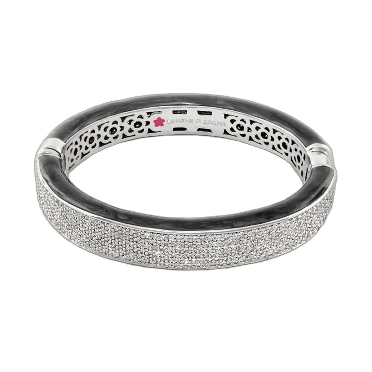 The Glam Bangle bracelet by Lauren G Adams, pave crystal exterior on silver-tone metal on Tampa Home & Garden Store