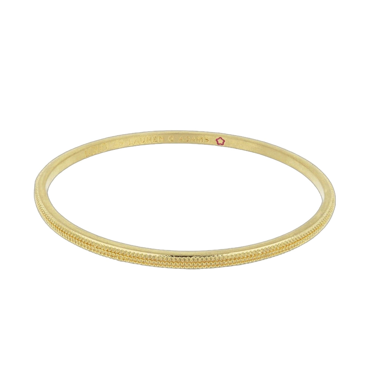 Gold tone Lolo Little Dots Bangle by Lauren G Adams; textured dotted edge bracelet on Tampa Home & Garden Store
