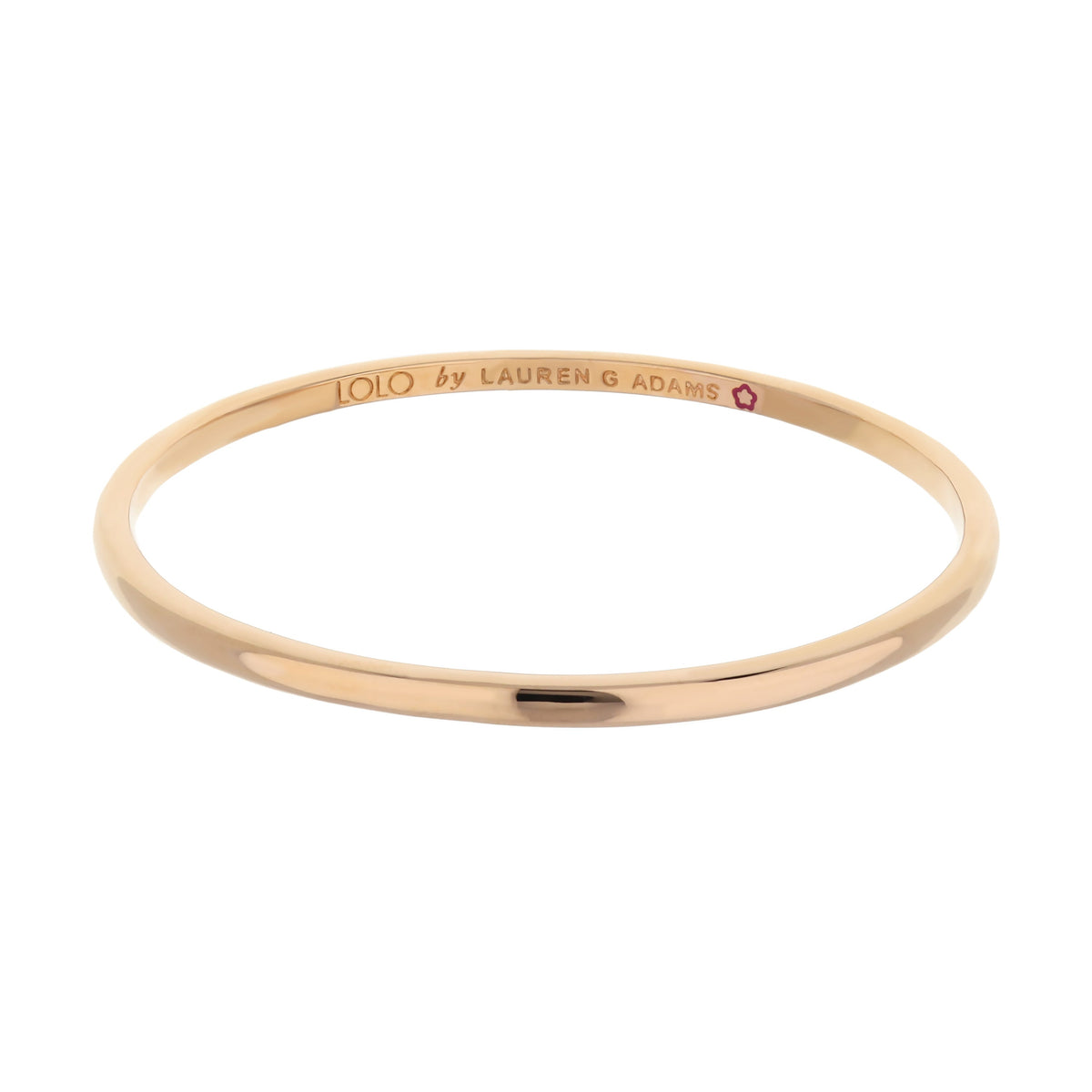 Lolo Simplicity Bangle bracelet in rose gold tone with LOLO by LAUREN G ADAMS engraving on Tampa Home & Garden Store