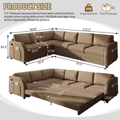 L Shaped Couch With Pull Out Bed And Usb Port
