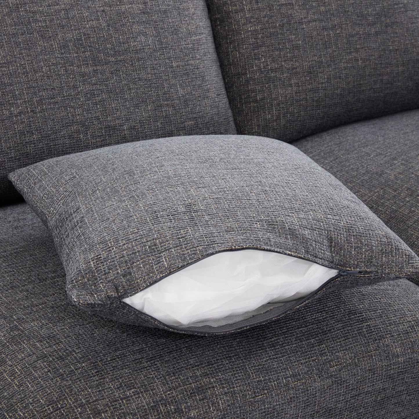 Sectional sofa modular U-shaped cushions in dark gray textured fabric HouseOfZazla on Tampa Home & Garden Store