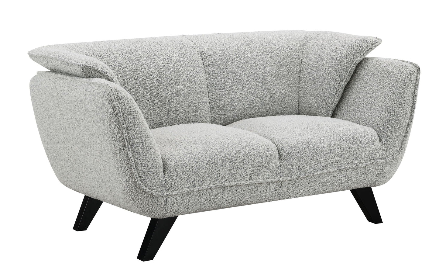 Nayeli Boucle Loveseat gray boucle upholstery with angled black legs by HouseOfZazla on Tampa Home & Garden Store