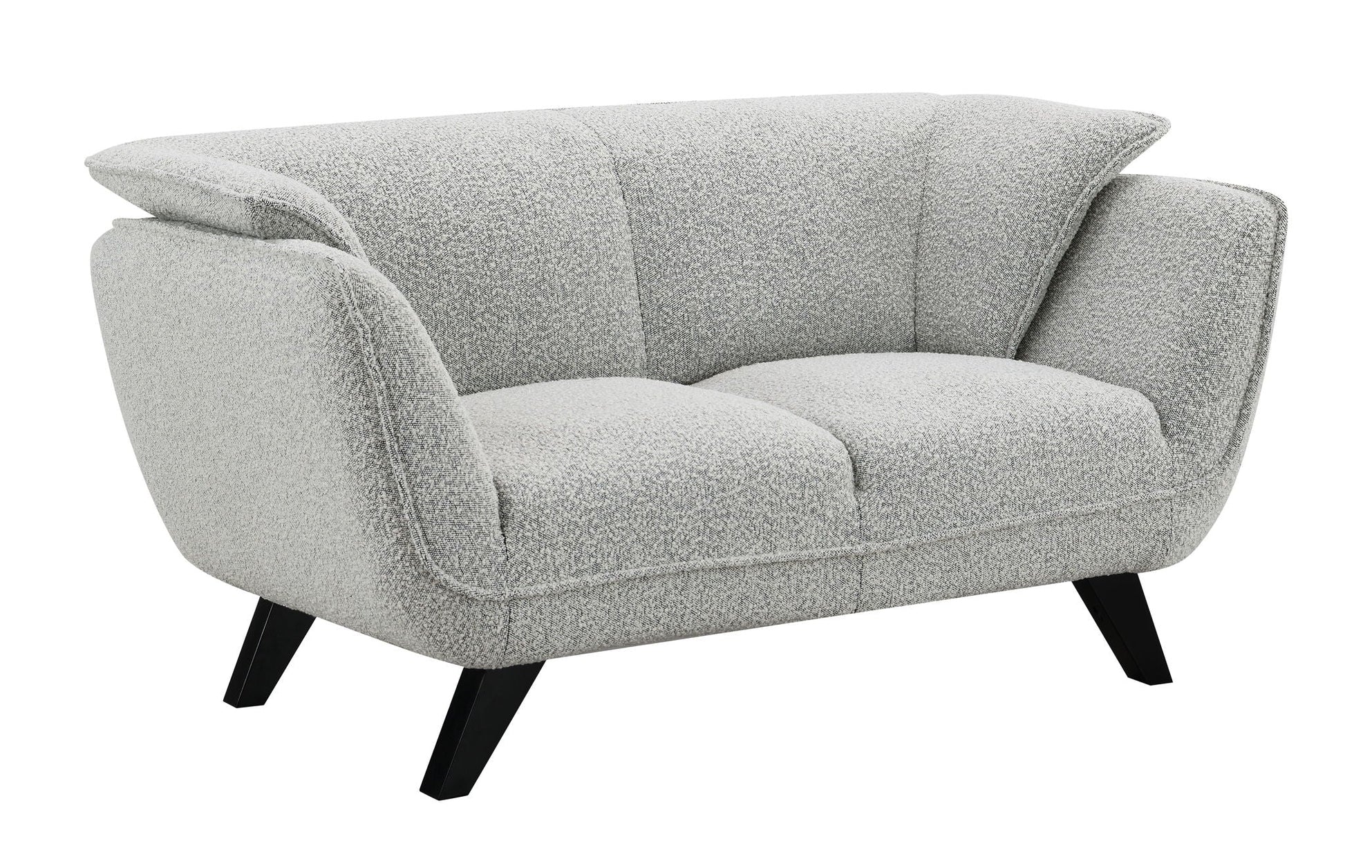 Nayeli Boucle Loveseat gray boucle upholstery with angled black legs by HouseOfZazla on Tampa Home & Garden Store
