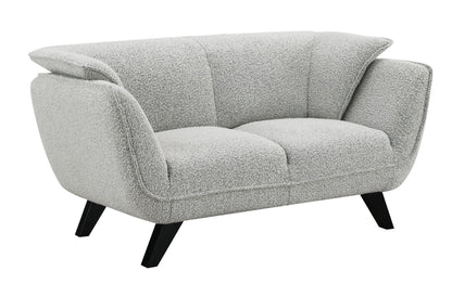 Nayeli Boucle Loveseat gray boucle upholstery with angled black legs by HouseOfZazla on Tampa Home & Garden Store