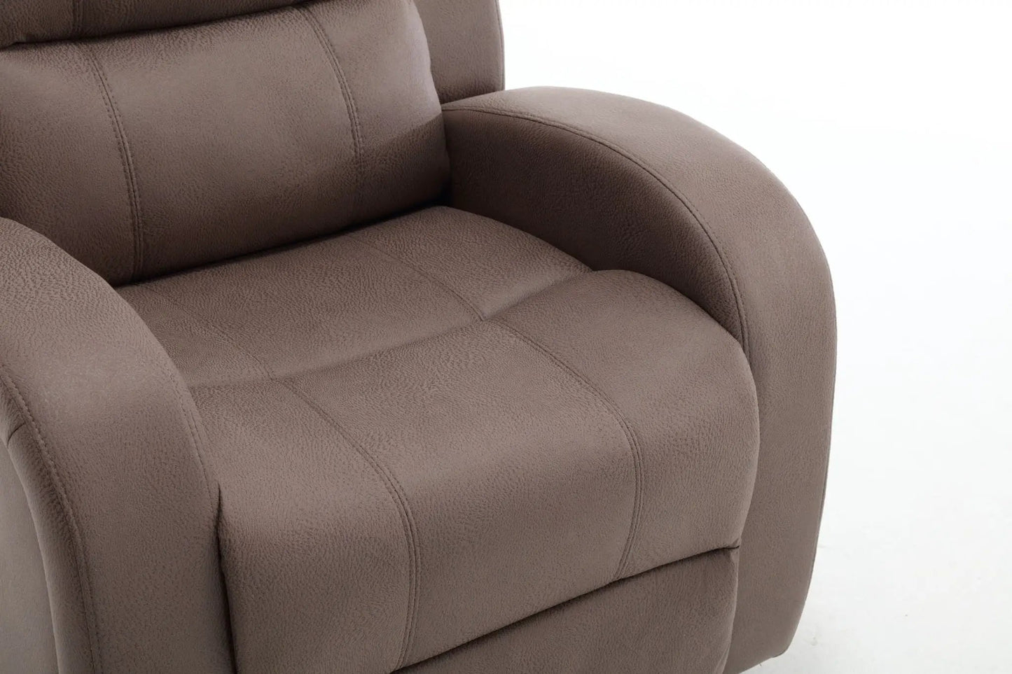 Modern Soft Manual Recliner Chair brown textured leather upholstery with padded armrest on Tampa Home & Garden Store