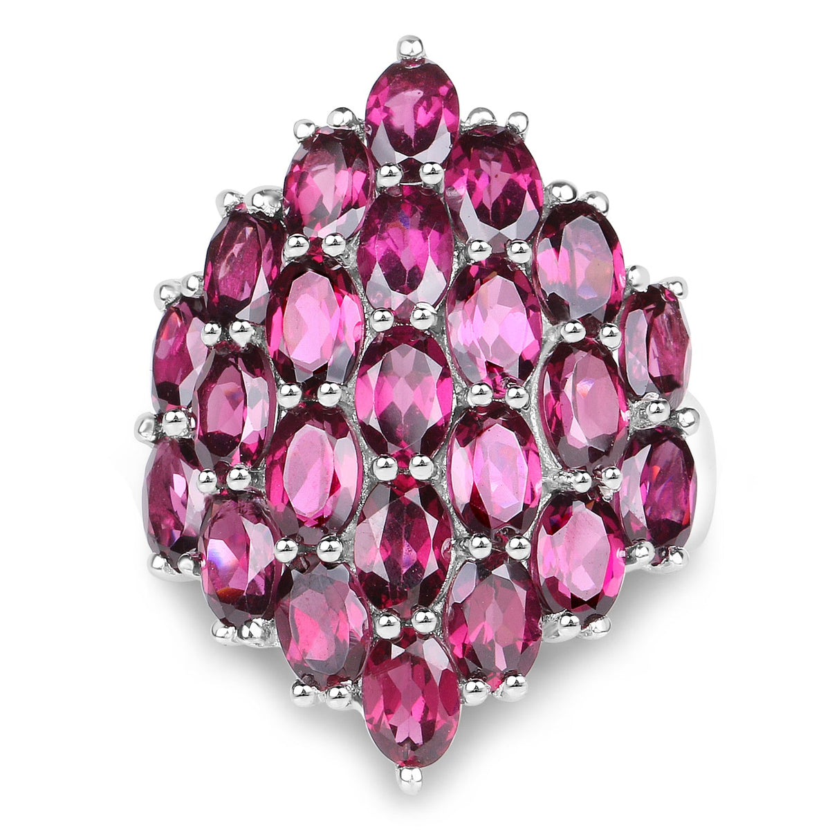 Rhodolite cluster ring 11.50ct in .925 sterling silver with pink marquise stones on Tampa Home & Garden Store