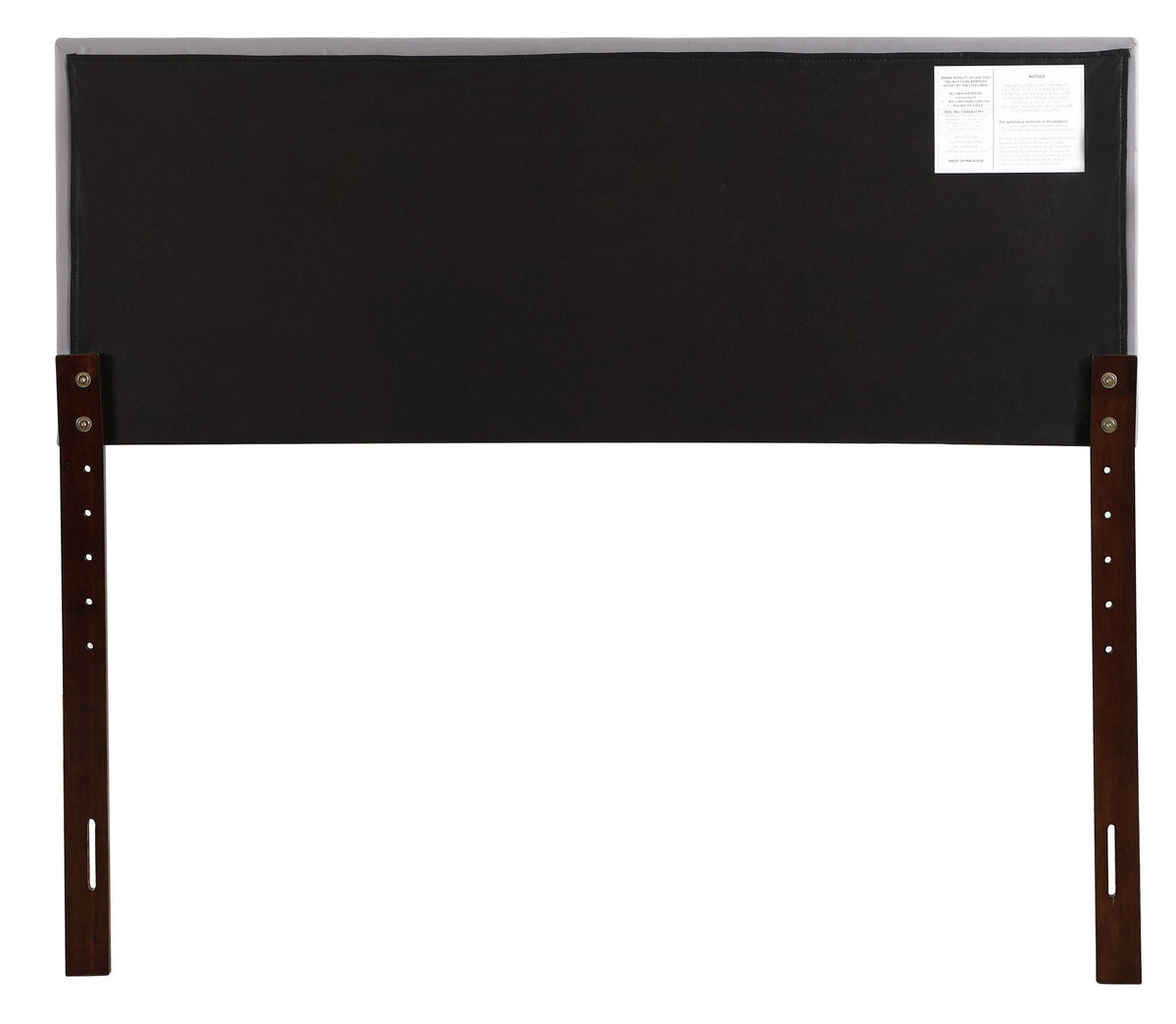 Upholstered headboard back view in black fabric with wooden legs HouseOfZazla on Tampa Home & Garden Store